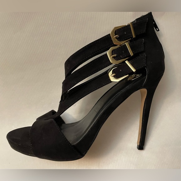 exē Black Suede Platform Heel with Buckle Detail, Size 39/Women’s 8.5 - Picture 4 of 11
